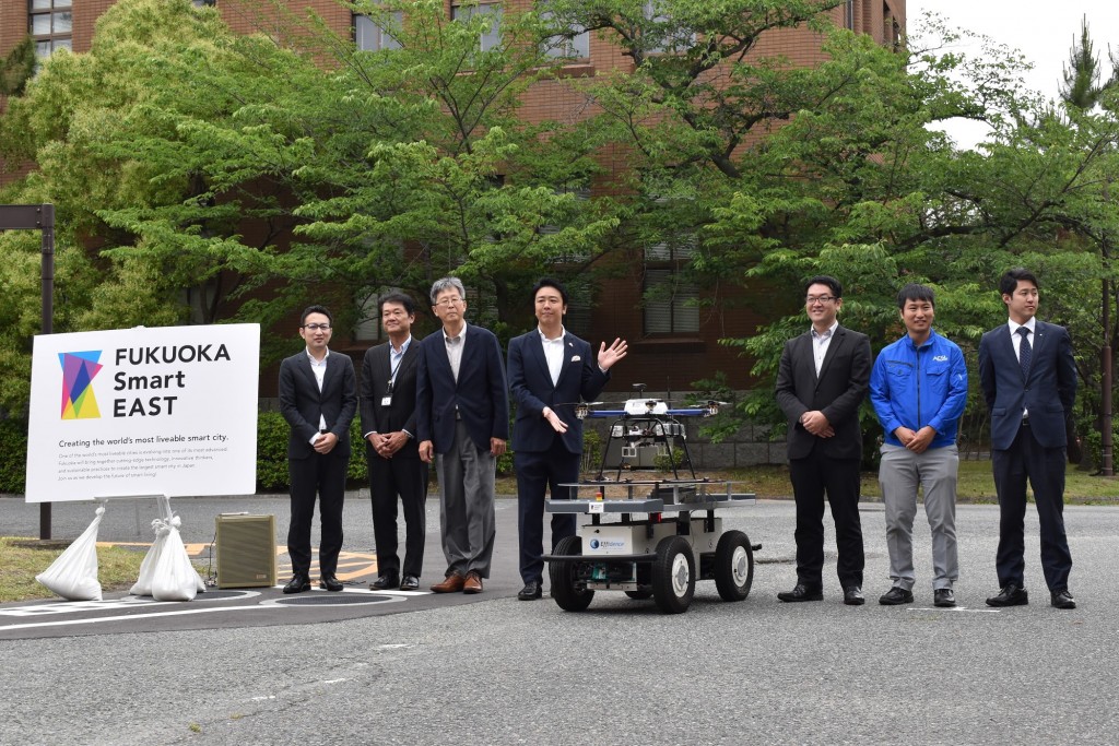 「Fukuoka Smart East」の取り組みの一環で実施したドローンの実証実験